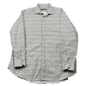 AOP Etro Dress Shirt Men 46 White Paisley Print Slim Fit Button Up Made in Italy